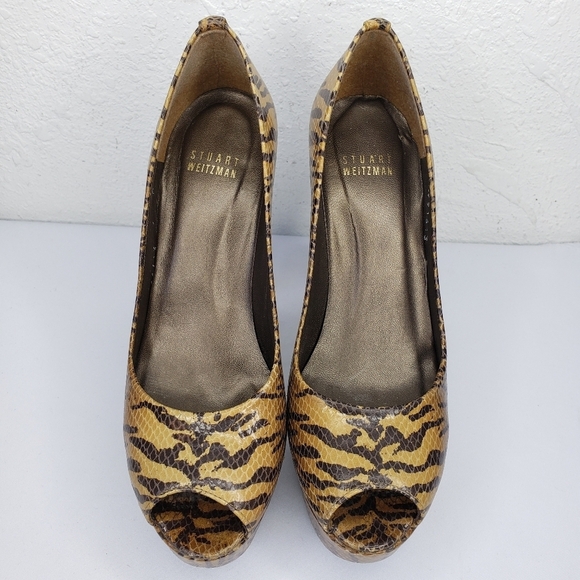 Stuart Weitzman Snake Tiger Print Platform Heels - Picture 3 of 12